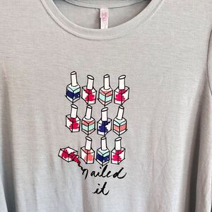 Nail Tech Mani Pedi Sleep PajamaTop NWT Nail Polish Womens Size XL Blue Soft